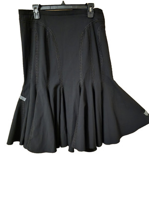 DStudio Flutter Bottom women skirt size 14 Black Solid decorative Lace HQ