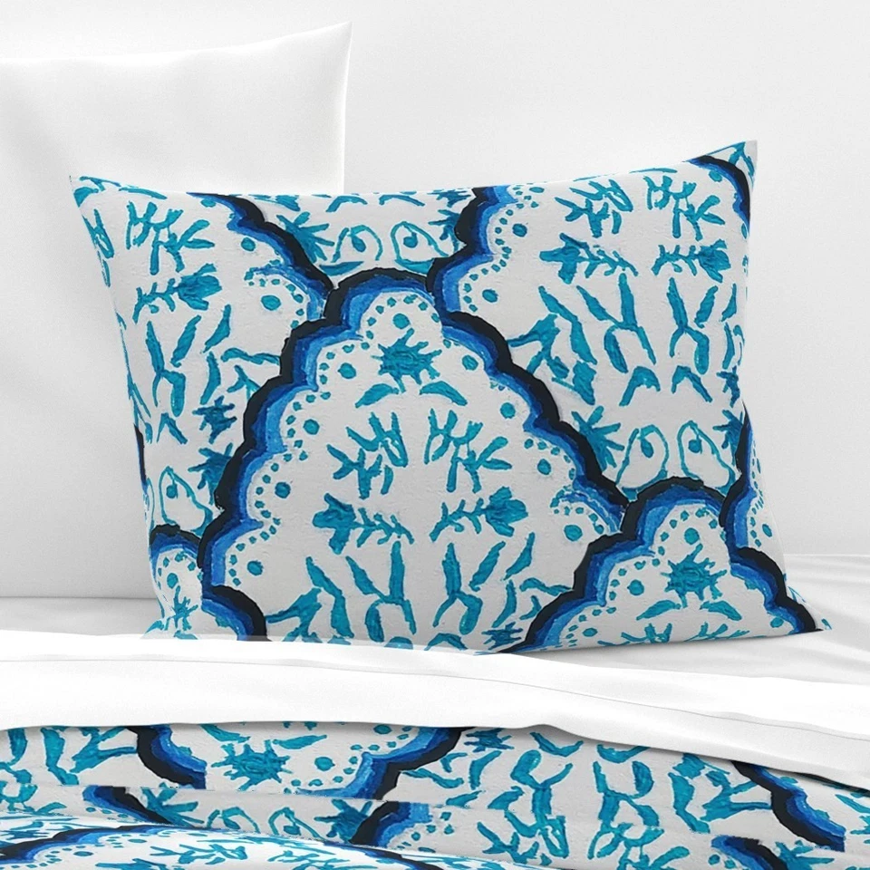 Funda nórdica O almohada falsa ropa de cama estampada azul cachemira bordes vieira cachemira Foto 2 de 4