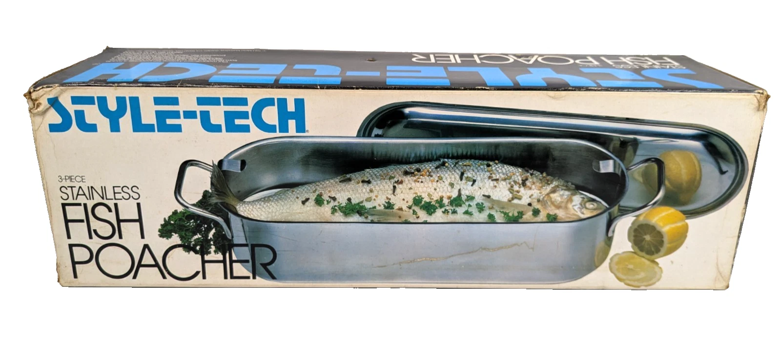 Vintage 1983 Style-Tech Stainless 3-Piece Stainless Steel Fish Poacher Set 17"