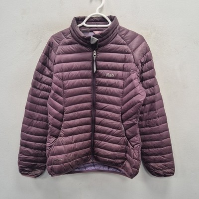 Rab Microlight Nikwax Pertex Daunen leichter gefütterter Aubergine Mantel Jacke UK 12