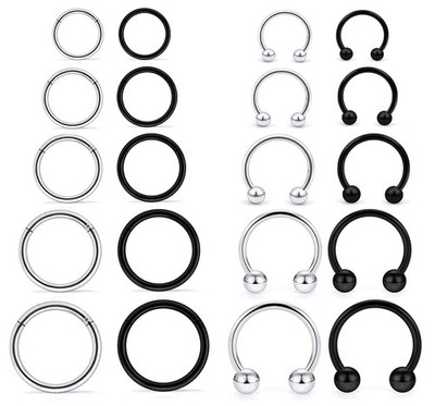 Hoeudjo 16G 16G, 8mm, 10mm, 12mm, 14mm, 16mm, 20pcs,16g,silver+black
