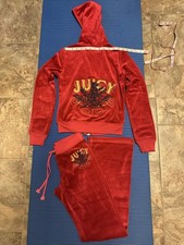 Juicy Couture Red Velour Tracksuit Small