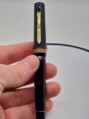 Schöner seltener Vintage Eversharp Doric Füllfederhalter Schwarz & Gold 14kt flexible Feder