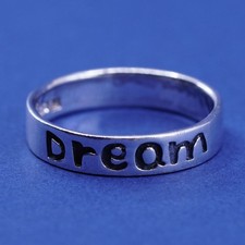 sz 7, vtg Sterling silver handmade ring, 925 inspirational band embossed dream