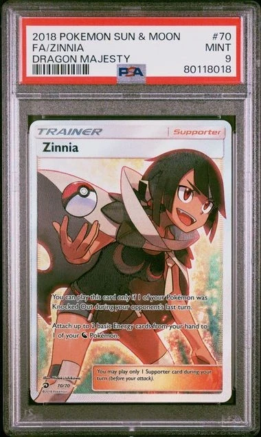 2018 Zinnia Full Art Trainer 70/70 PSA 9 GTC8018 TCGG