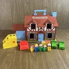 Vtg 952 Fisher Price Little People Play Family House 1969 Brown W Accs Figures