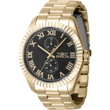 Invicta Men's Watch Specialty Quartz Black Dial Yellow Gold Bracelet 47429