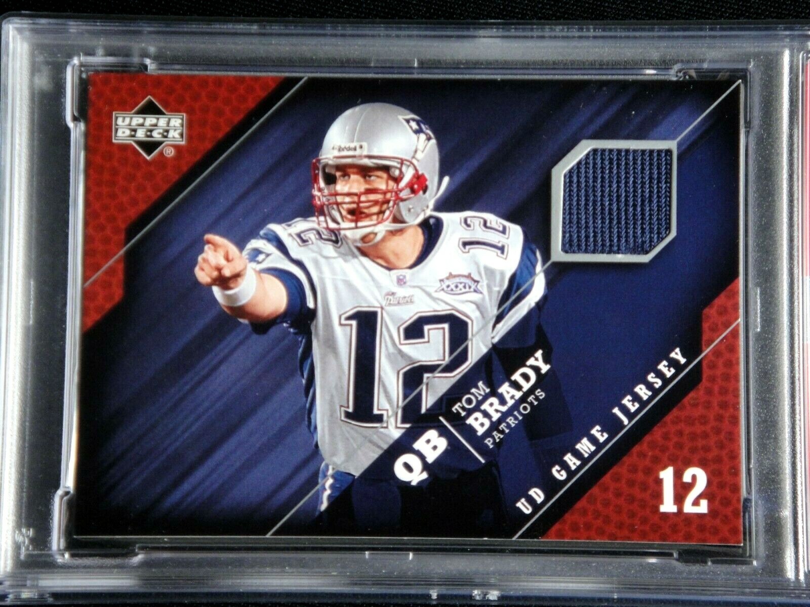 TOM BRADY 2005 UPPER DECK UD GAME WORN USED JERSEY PATCH PSA 7 PATRIOTS  view 2