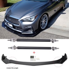For Infiniti Q50 Q60 Q70 G37 Front Bumper Lip Splitter Chin Spoiler + Strut Rods