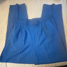 St. John blue knit pleated pants slacks size 10 vintage