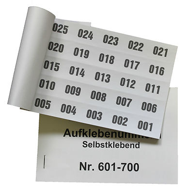 Aufklebenummern für Tombola 100er Block selbstklebend 1-2000 lieferbar
