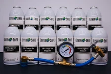 R1234YF OIL-CHARGE, Systems 12 Cans, Brass Gauge