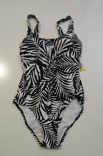 OCEAN PACIFIC OP Womens Swim Suit White Black One Piece Light Padded Small NWT