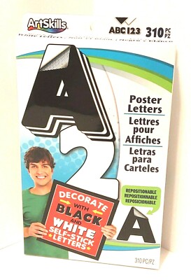 ArtSkills Poster Letters Black and White Self stick repositionable 310 pieces