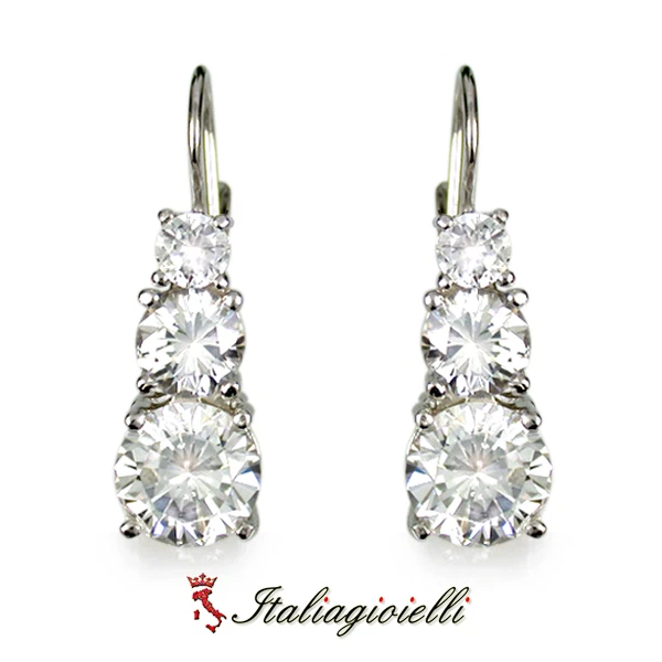 Maestosi Orecchini Trilogy in Argento 925 Rodiato Oro Bianco - Immagine 3 di 4