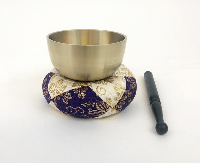 Japanese Buddhist Singing Bowl Bell Set 3.25" Gong Rin Butsudan