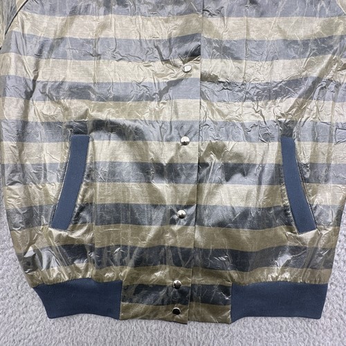 Salvatore Ferragamo Firenze Made In Italy Green Striped Plastic Lined Jacket - Picture 9 of 24
