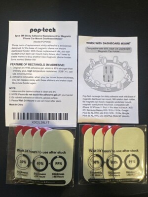 Pop-Tech - 8-pcs - 3M Sticky Adhesive Replacement for Magnetic Phone Car Mount