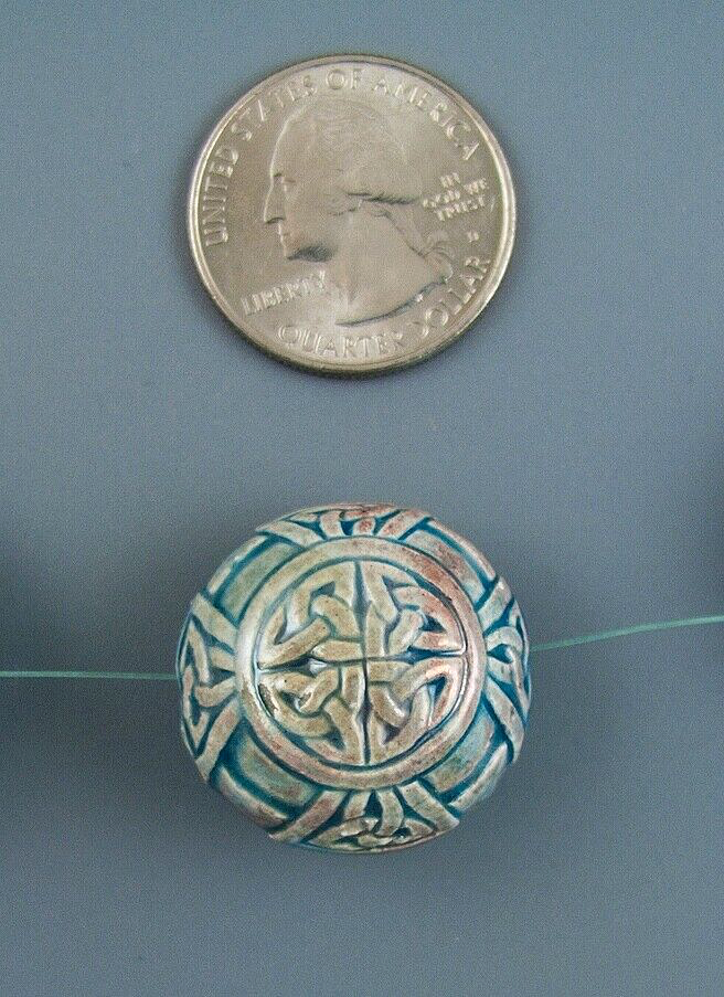 HAND CRAFTED CERAMIC BEADS WITH RAKU FINISH - CELTIC PATTERN- SET OF 2 ...