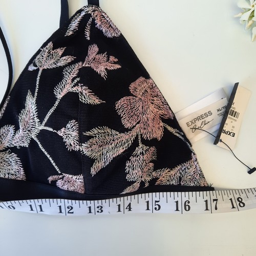 EXPRESS One Eleven Floral Embroidered Bralette Size XL New Black A10 - Picture 4 of 5