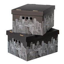 2pc Decorative Storage Boxes Home Office Box Organiser Large Light City