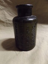 Antique 19th C Olive Green Glass Bottle SHULIFE FOR SHOES CAMDEN NJ 3.5"