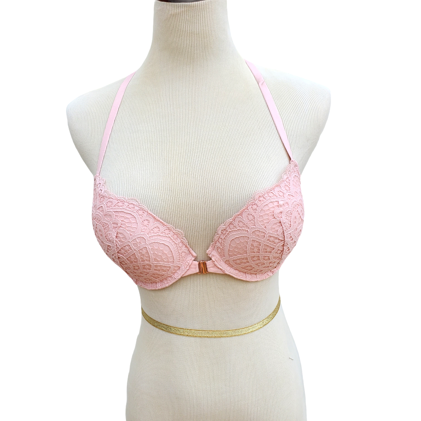Auden Bra 32AA The Radiant Plunge Push-Up Lace Front Closure Lace