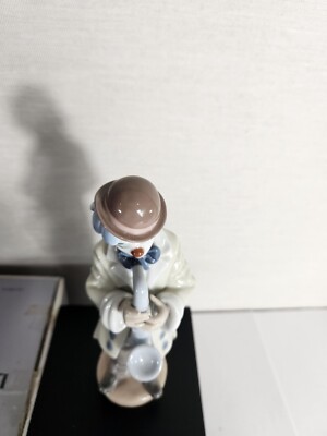 Vtg Lladro Sad Sax #5471 Clown W/ Saxophone Instrument Red Nose W