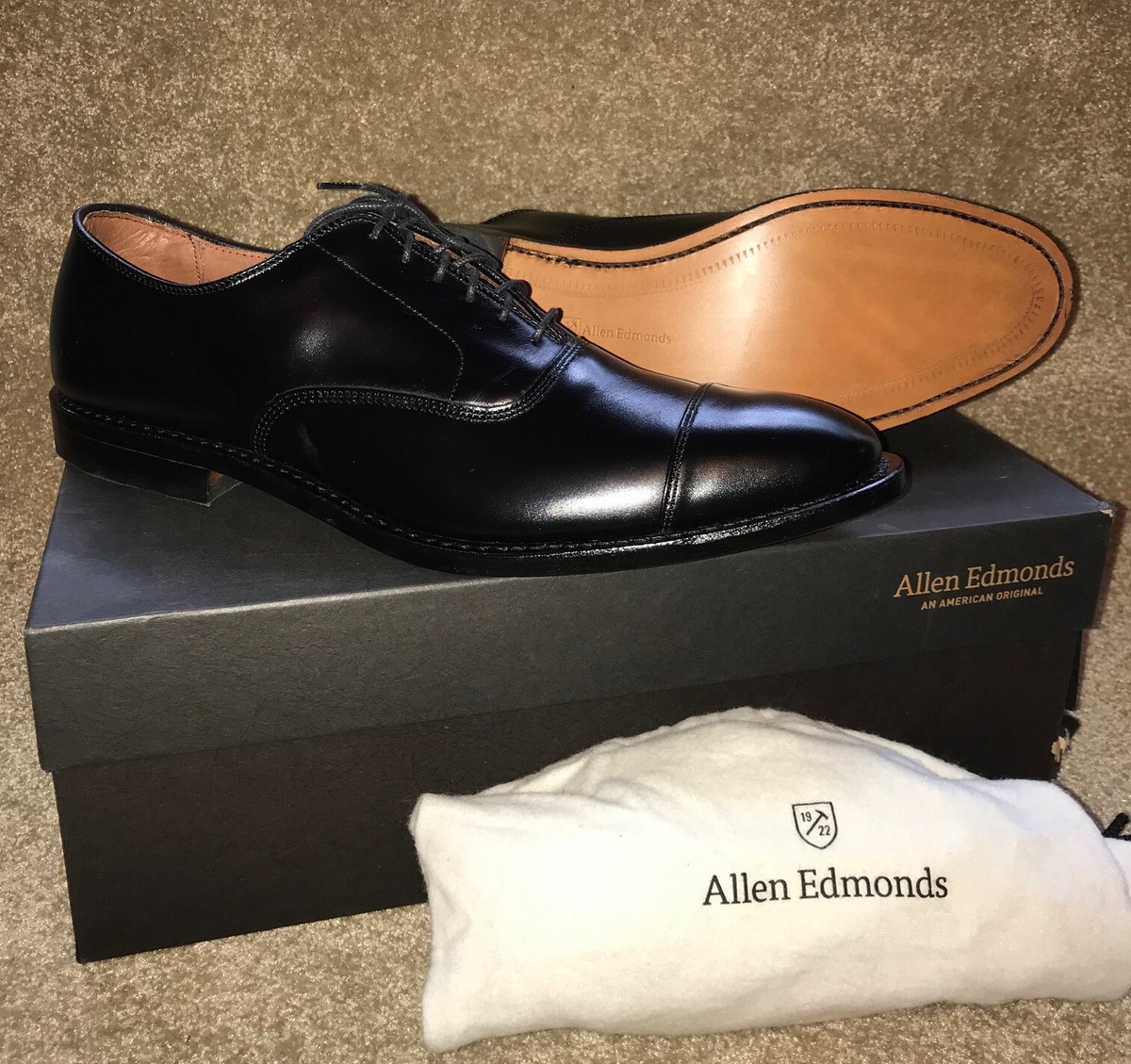 NIB Allen Edmonds 5615 PARK AVE Cap-Toe Oxford Shoes Black 13B 