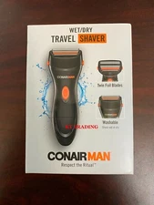 CONAIR MAN Hair Beard Compact BATTERY WET/DRY Twin Foil Blades TRAVEL SHAVER 