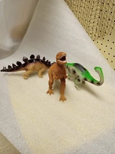 Mini Lot of 3 Vintage Greenbrier International Toy Plastic Dinosaur Figures 