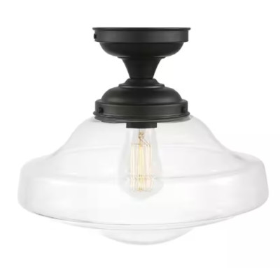 Globe Electric Lucerne 1-Light Dark Bronze Semi-Flush Mount Ceiling Light 65849
