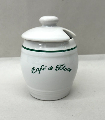 Cafe de Flore Jam Condiment Jar w/ Lid Revol Porcelain Souvenir Paris France