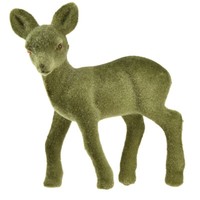 Dekofigur Reh Kitz Beflockt GrüN - Weihnachtsdeko Set 6 StüCk 10,5Cm