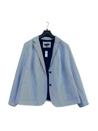 TALBOTS Aberdeen Blazer Sz 22W Piped White Navy Stripes Nautical Jacket Preppy - Picture 18 of 23