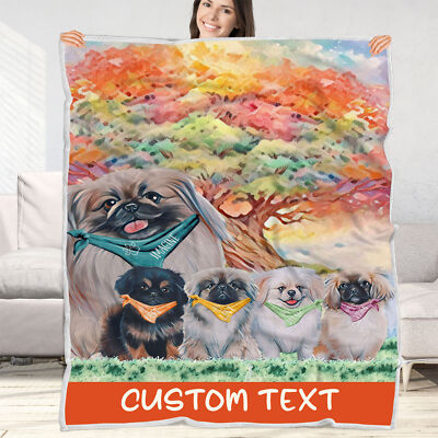 Pekingese Dog Blanket Personalized Throw Woven Fleece Sherpa Many Designs NWT