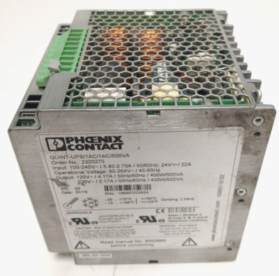 PHOENIX CONTACT POWER SUPPLY QUINT-UPS/1AC/1AC/500 VA ORDER NO. 2320270