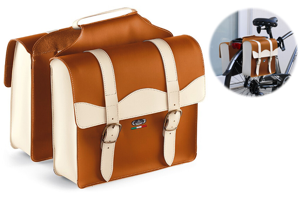 Doppia Borsa Portapacchi Bauletto Montegrappa 0024 (miele/crema) - Made in Italy