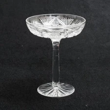 Antique American Brilliant Period ABP Cut Crystal Compote 6.25" Hobstar Pinwheel