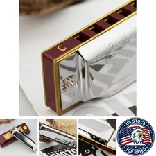 10-Hole C Key Diatonic Harmonica with Brass Reeds, Metal Body