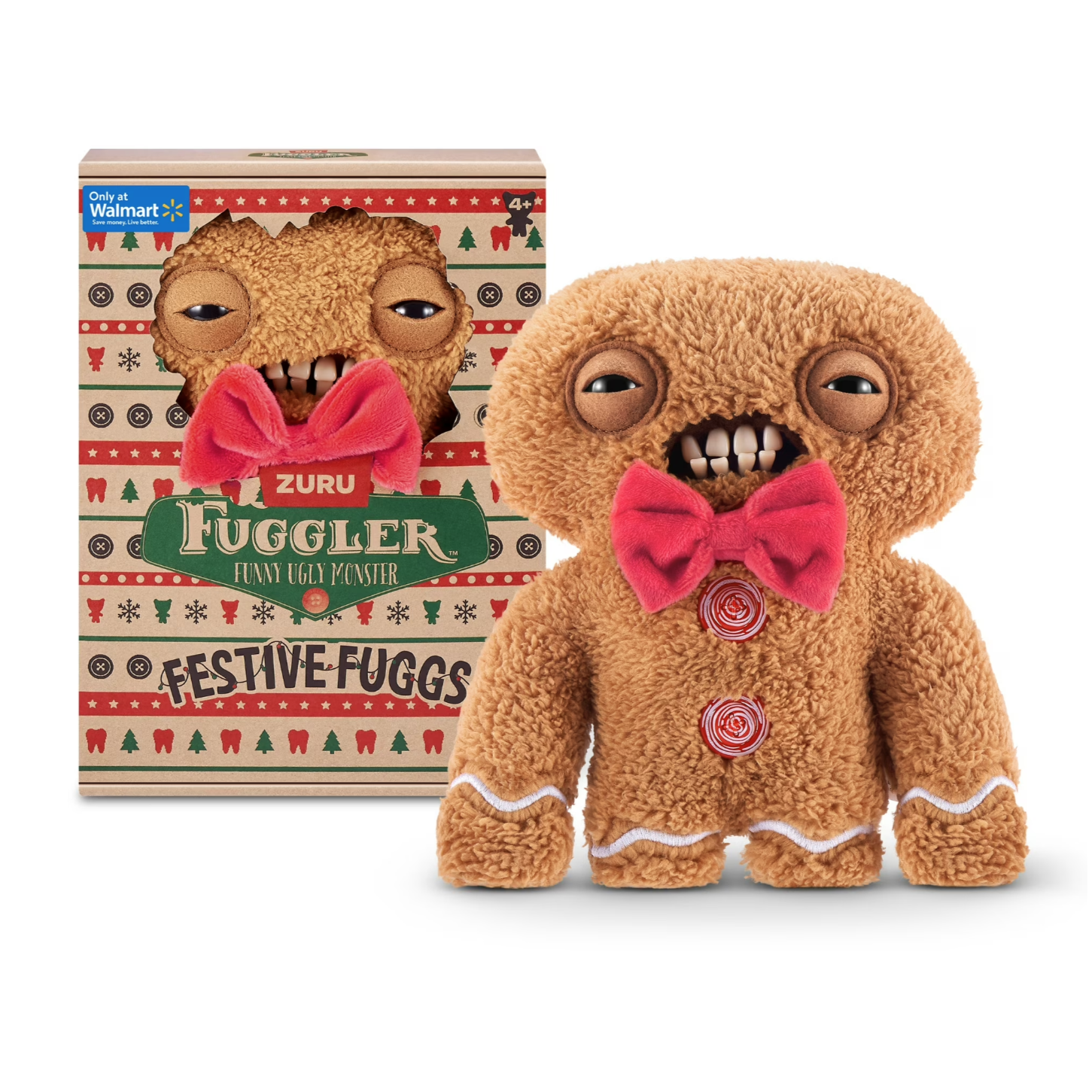 Fuggler FESTIVE FUGGS GINGERBREAD Funny Ugly Monsters Plush NEW IN HAND 2025