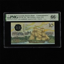 1988 Australia Reserve Bank 10 Dollars Pick#49a PMG 66 EPQ Gem UNC  AA 