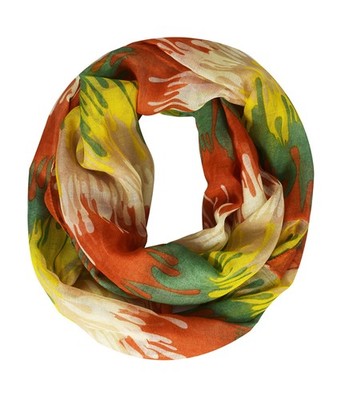 Trendy Abstract Multicolored Paint Design Infinity Loop Scarf/wrap (Orange)