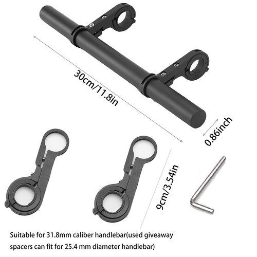 Bike Handlebar Extender,Bike Handlebar Extender with Double Mounting Clamp Br... - Picture 2 of 7