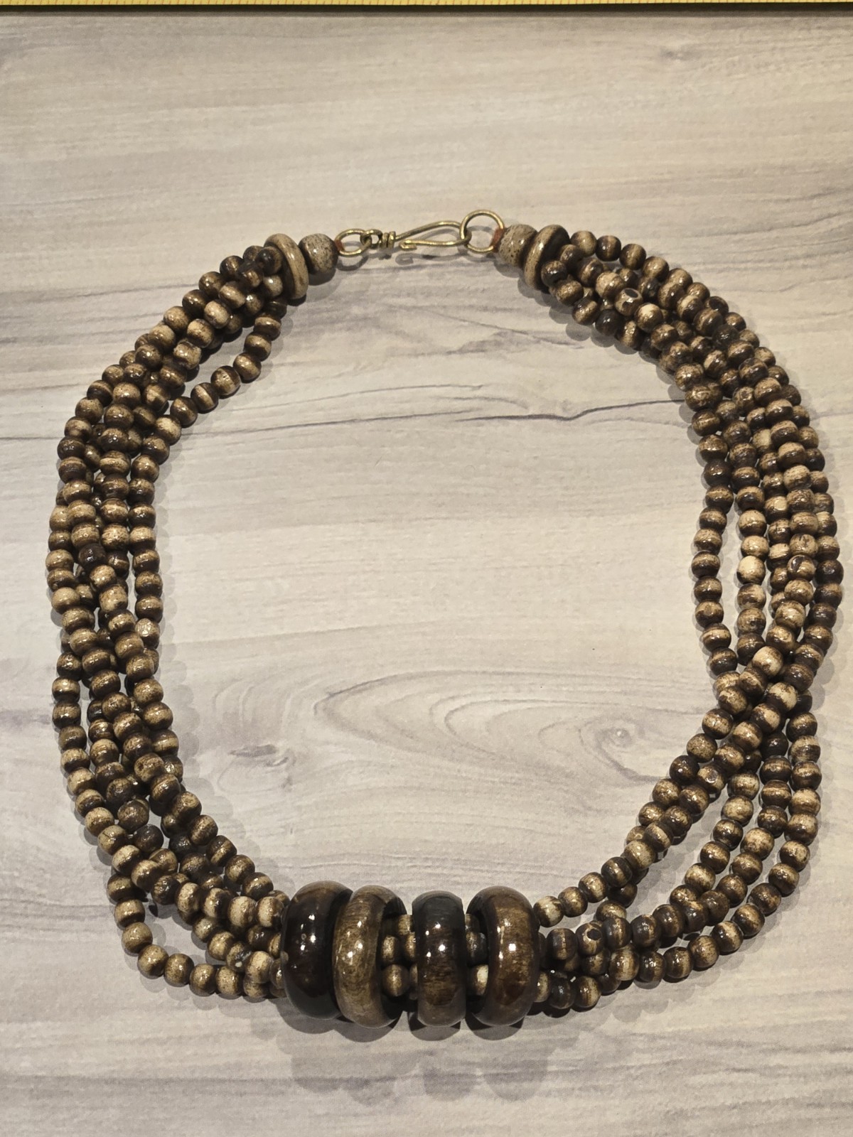 Wood Bead Necklace Multi Strand Statement - image 2