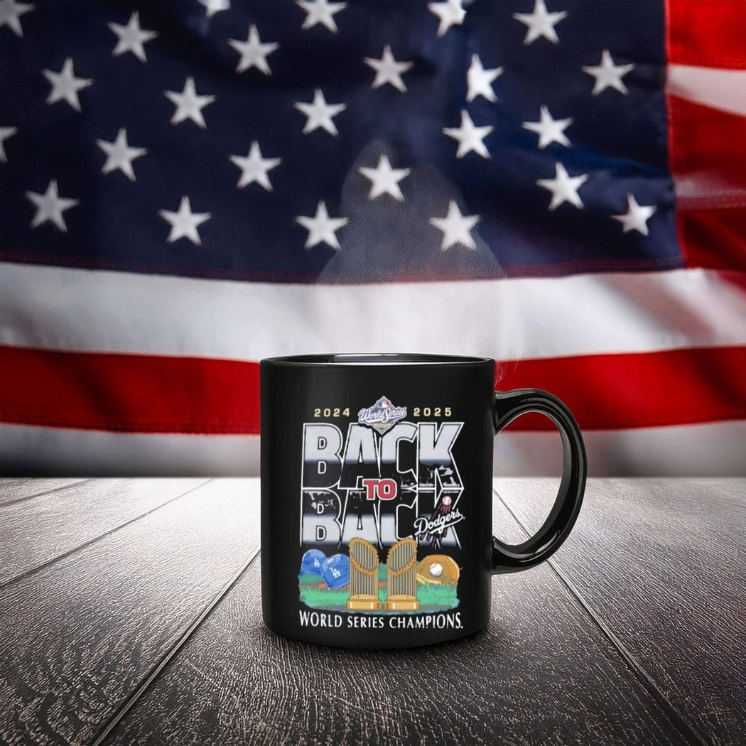 Dodger 2025 World Series Back 2 Back Champions Black Mug