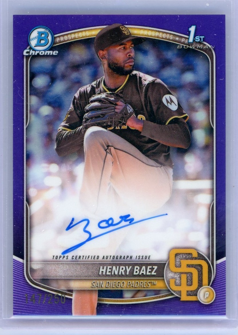 2025 Bowman Chrome Henry Baez Auto Purple Refractor 1st #/250 Padres