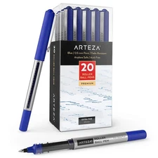 ARTEZA Rollerball Pens, Pack of 20, 0.5mm Blue Liquid Ink Office Product