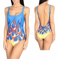 MOSCHINO SWIM SWIMSUIT FLAME PRINT ONE PIECE BATHING SUIT sz IT 2 US 34 / S