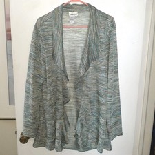 Coldwater Creek Cardigan Sweater Top Blue Green Multi-Color Women's Size Xl